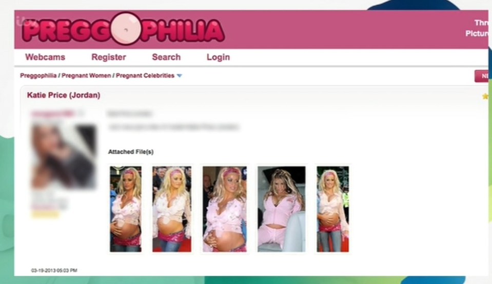  Images of Katie Price appeared on the pregnancy fetish website