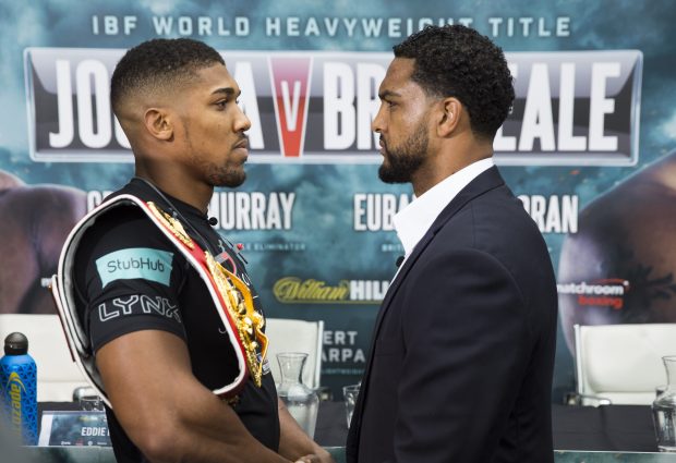 Anthony Joshua and Dominic Breazeale square up at pre-fight presser