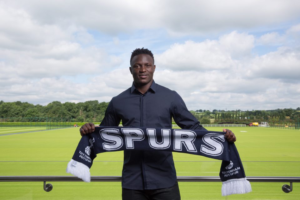 Victor Wanyama poses at Tottenham's Enfield training ground after signing