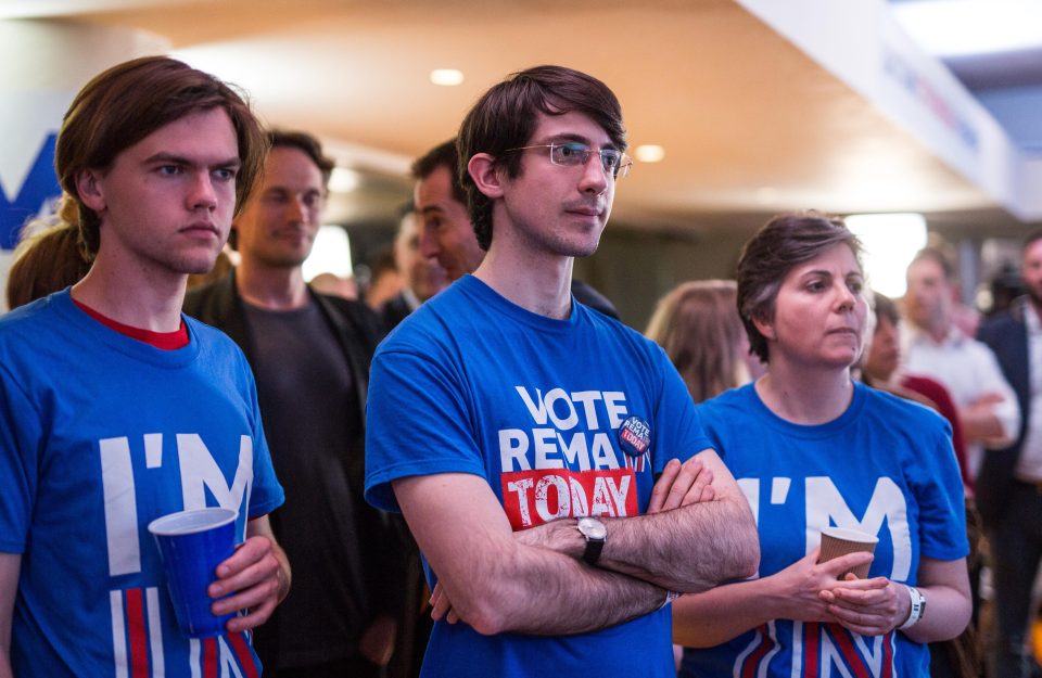  Supporters of the Stronger In Campaign react as results of the EU referendum