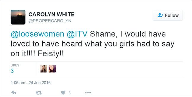  Many fans were excited to hear the Loose Women's views on today's breaking news.