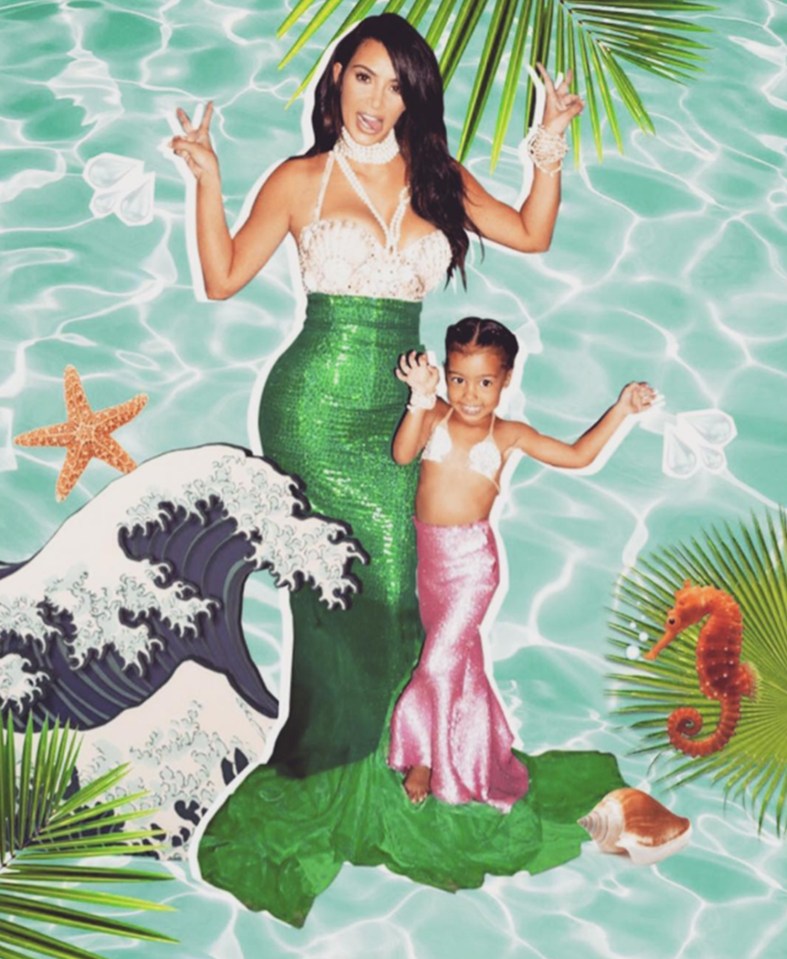  Meanwhile Kim shared snaps from North’s third birthday party on her website and explained that her adorable toddler had been “in awe” at seeing her mother dressed up as a mermaid