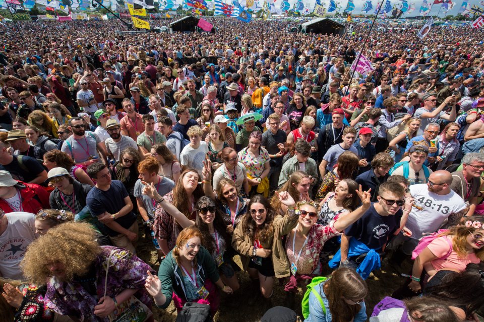 Music fans watch Blossoms on The Other Stage at Glastonbury Festival, Pilton, Somerset. 24 June 2016.