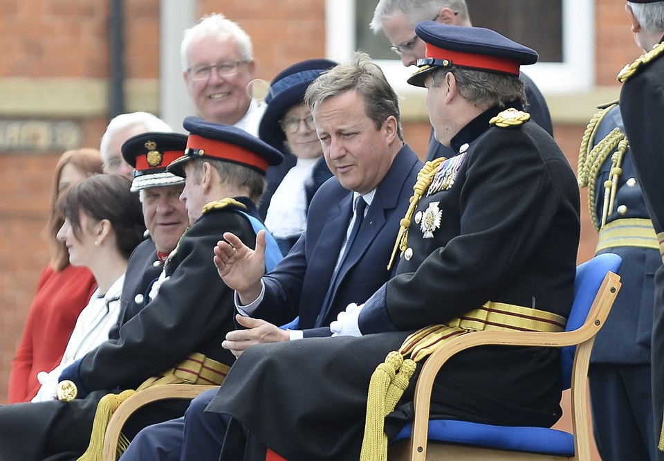  He talked to military staff as he watched the parade in Lincolnshire this morning