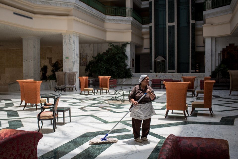  The grand marble-lined lobby of the Imperial Marhaba Hotel is eerily quiet today