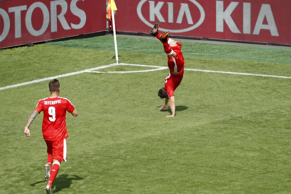  Shaqiri then celebrated with a cartwheel