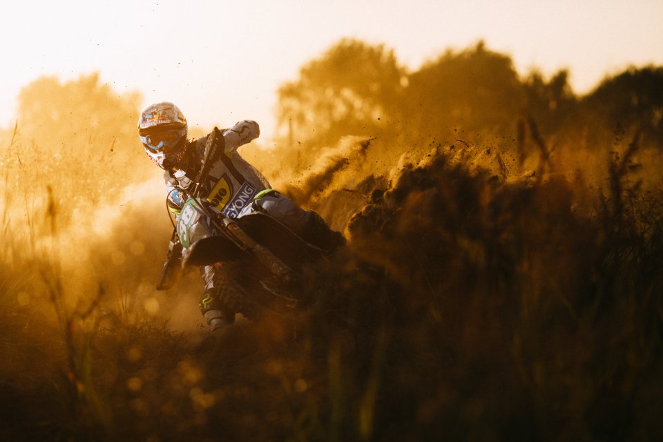  Dirt-biker Benjamin Herrera skids his way through a course in Talca, Chile