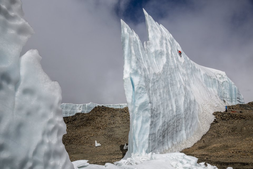  Now that's cool... Will Gadd is snapped as he climbs a sheet of ince near the summit of Mount Kilimanjaro in Tanzania, Africa