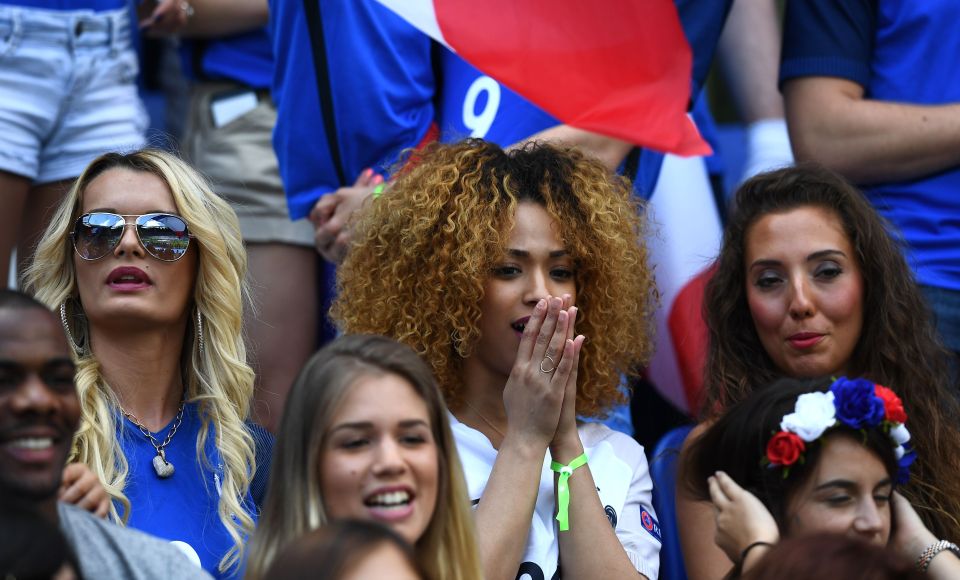  From left: France's midfielder Dimitri Payet's wife Ludivine Payet, France winger Kingsley Coman's wife Sephora Coman, and France forward Olivier Giroud's wife Jennifer Giroud were also spotted