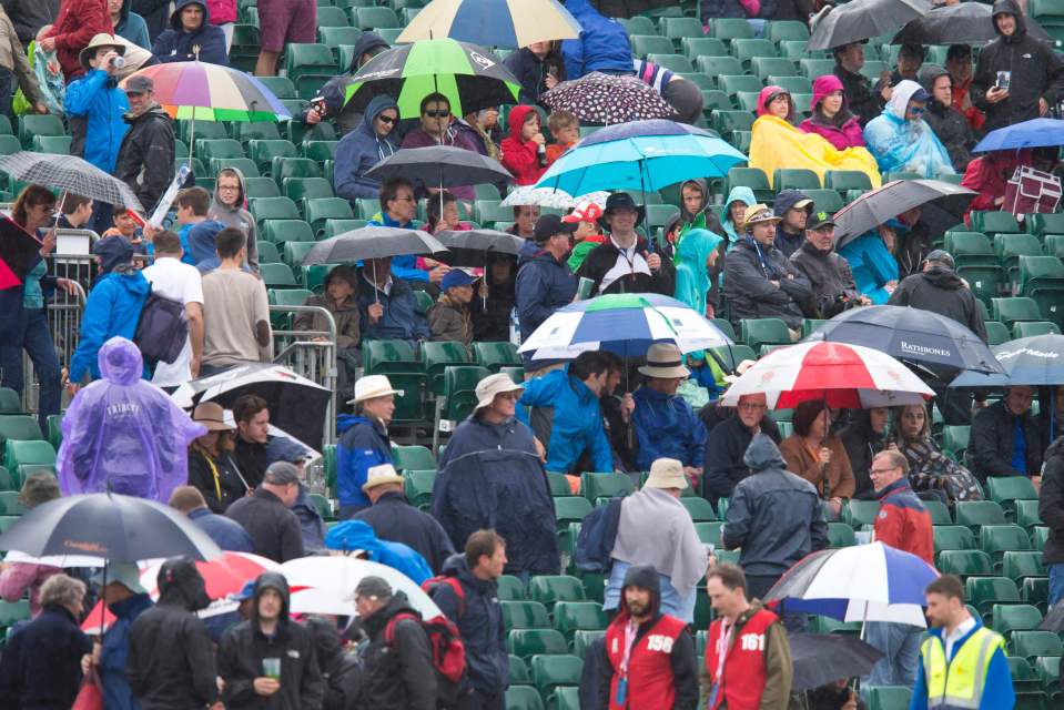  Supporters braved the elements in the vain hope play would be resumed in the third ODI between England and Sri Lanka at Bristol