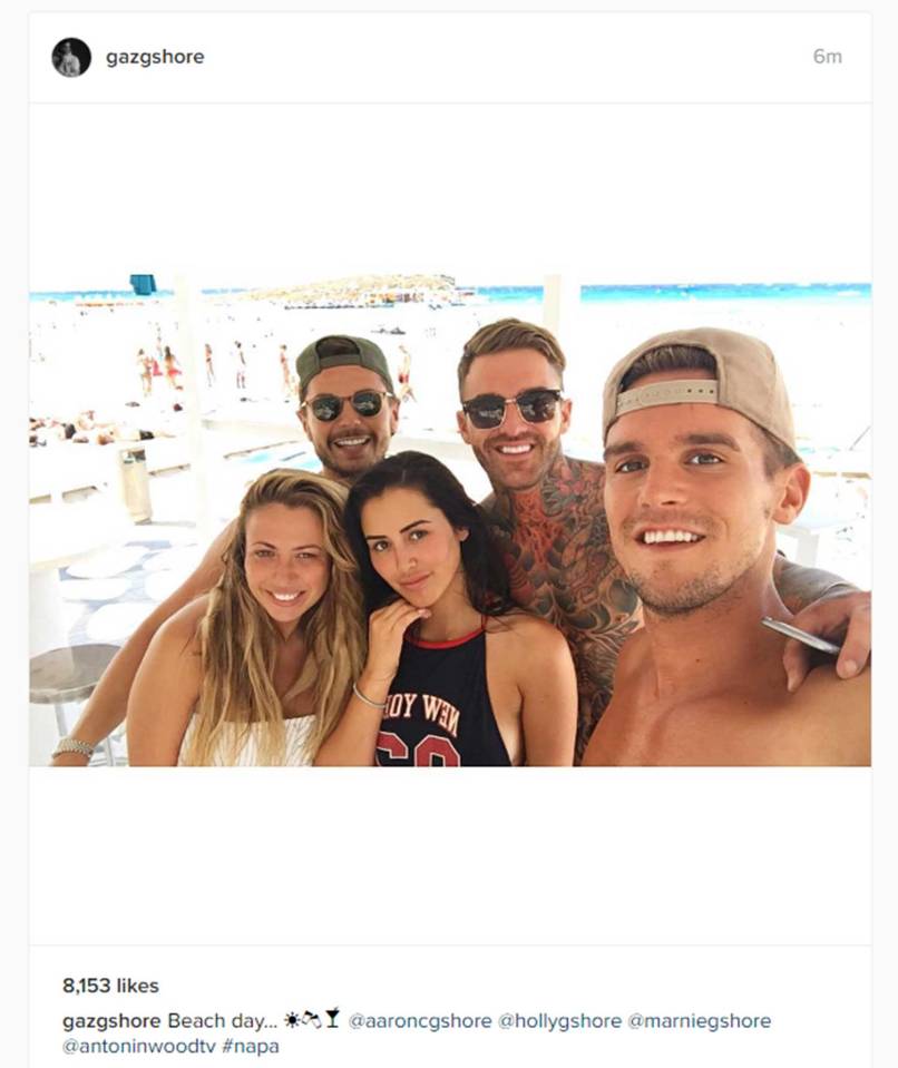  Gaz then took to Twitter to upload a shot of the Geordie Shore crew in Kavos