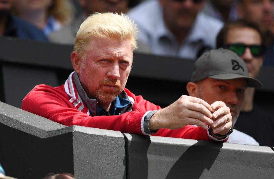  Novak Djokovic's coach, Boris Becker, watches on in Wimledon clash with James Ward