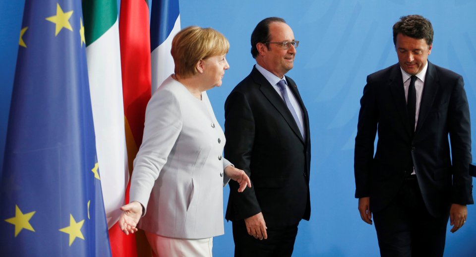  German chancellor Angela Merkel, French president Francois Hollande and Italian prime minister Matteo Renzi took their defiant stance ahead of a Brexit crisis summit tomorrow