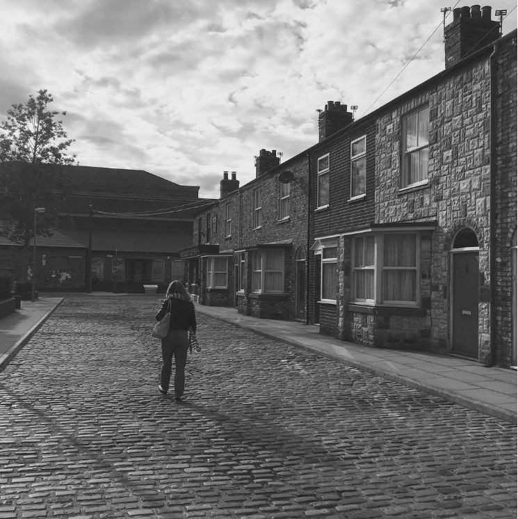 Paula posted this black and white snap of her on the cobbles for the last time