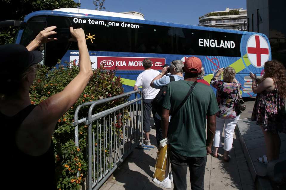  The bus arrives to take England flops home