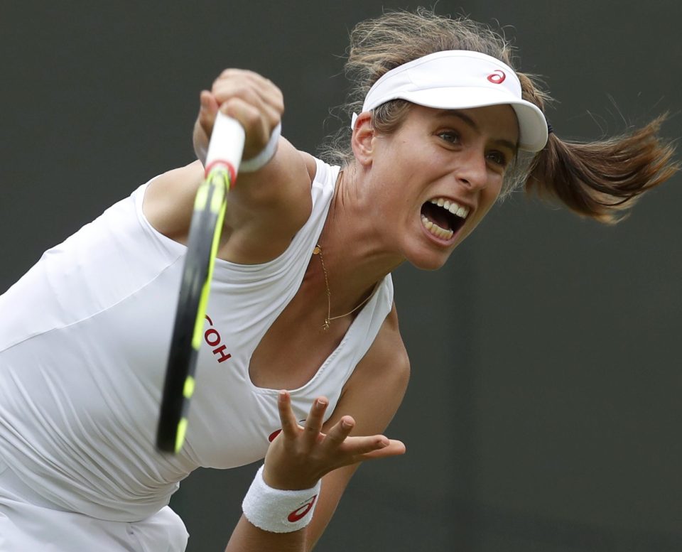  Johanna Konta in action against Puerto Rico's Monica Puig