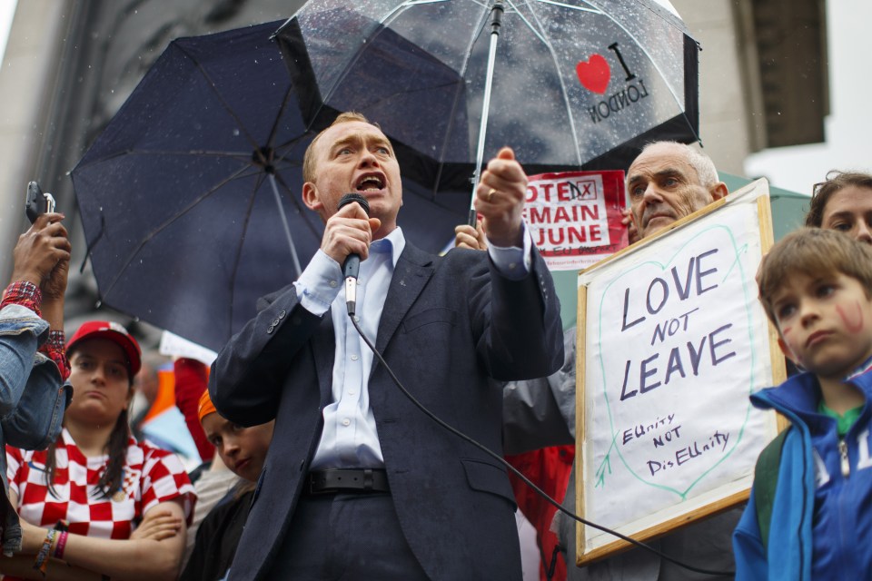  Lib Dem leader Tim Farron turned up to make a speech to the crowd that had gathered