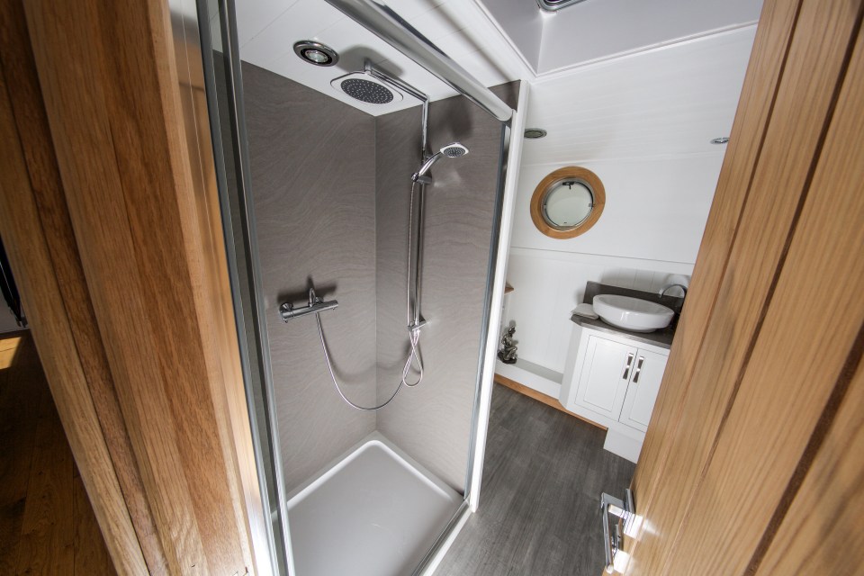  The floating home is fully equipped with a swanky bathroom and power shower