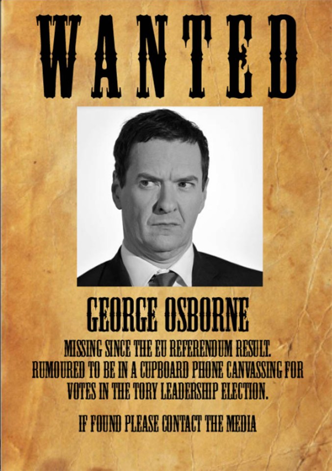  Many made fun of the fact George Osborne hadn't been seen since the shock referendum result