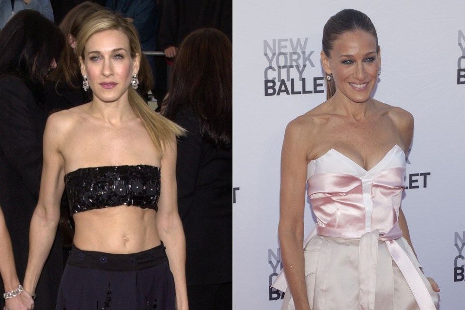  Sarah Jessica Parker said she was "born with nothing", pictured left before and right after