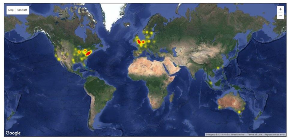  This map from the website Down Detector shows the areas affected by the Snapchat outage