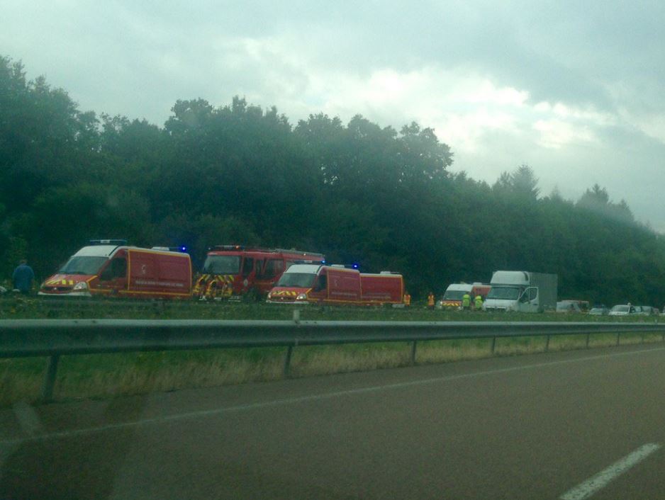  French media reports the bus slid 250 metres from the motorway and claim the driver fell asleep at the wheel