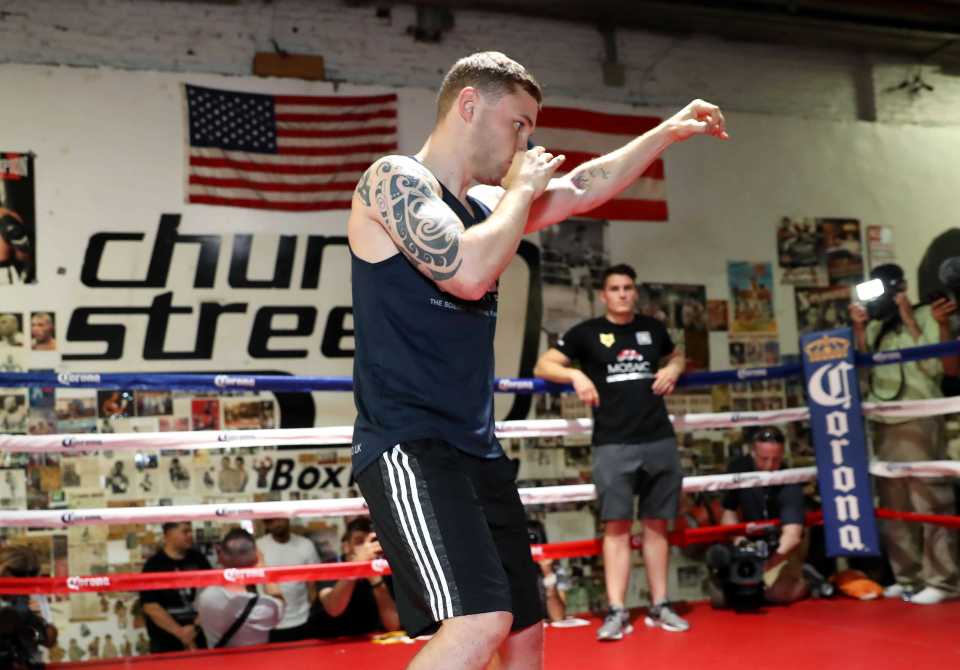  Carl Frampton trains at the Church Street Boxing Club in New York ahead of the WBA featherweight title fight against Leo Santa Cruz