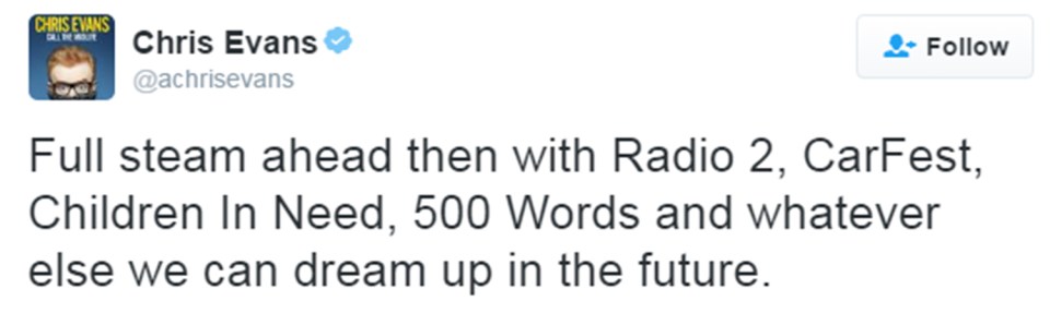  He announced the news on Twitter this afternoon - stating he would continue in his other roles