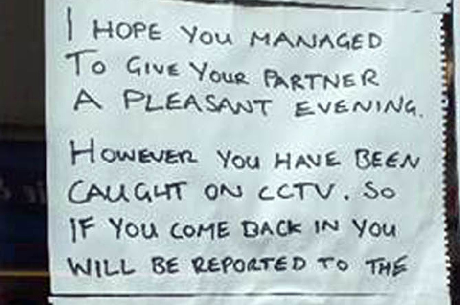  The note warned the customer not to return to the shop