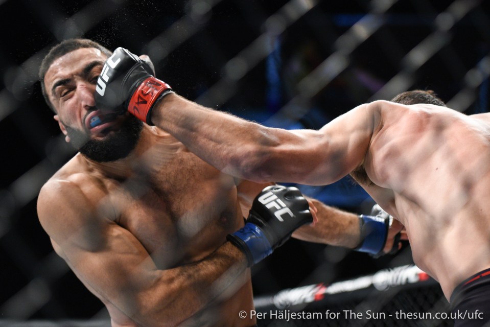  Alan Jouban (right) took the decision after a barnburner against Belal Muhammad