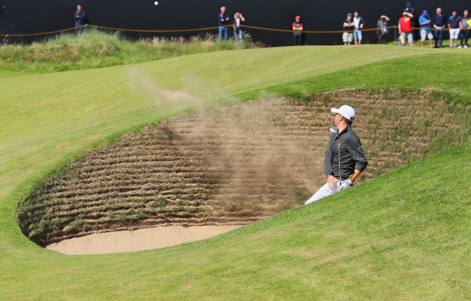  The American overcame some bunker issues in his opening round of four under par