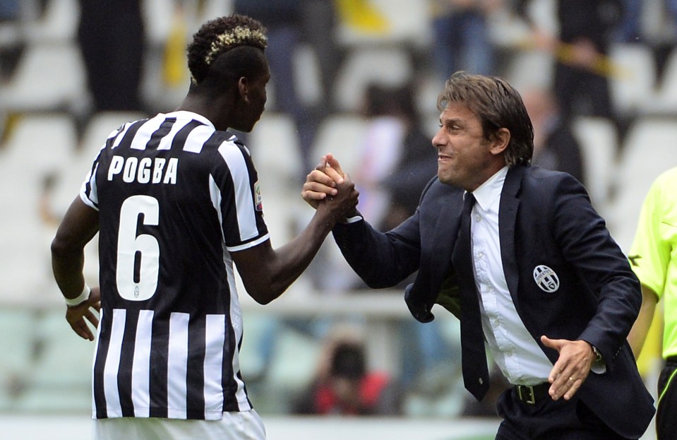  Conte with Paul Pogba, who he managed whilst at Juventus