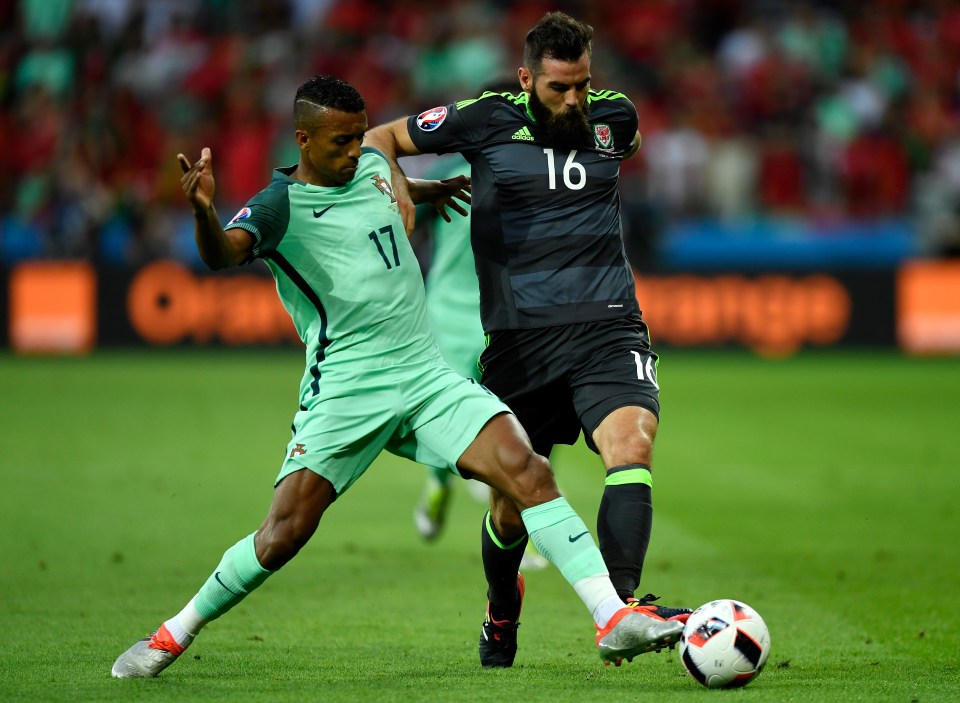  Joe Ledley in action for Wales in Euro 2016 defeat against Portugal