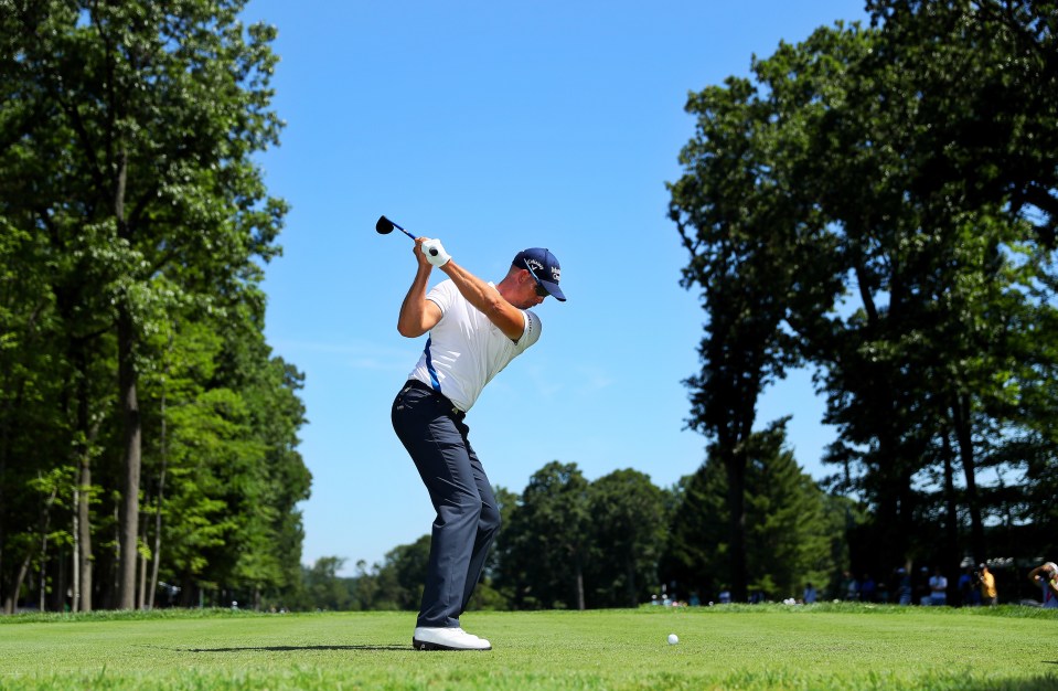  Open champion Henrik Stenson plays off the third tee during a practice at Baltusrol this week