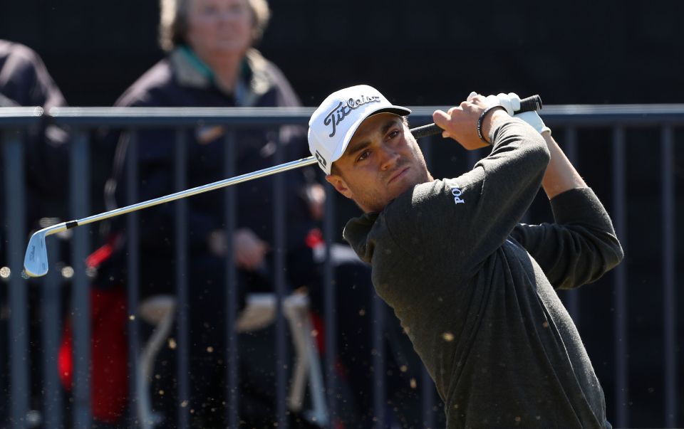  Justin Thomas took a swig from the Claret Jug before setting the pace at the Open