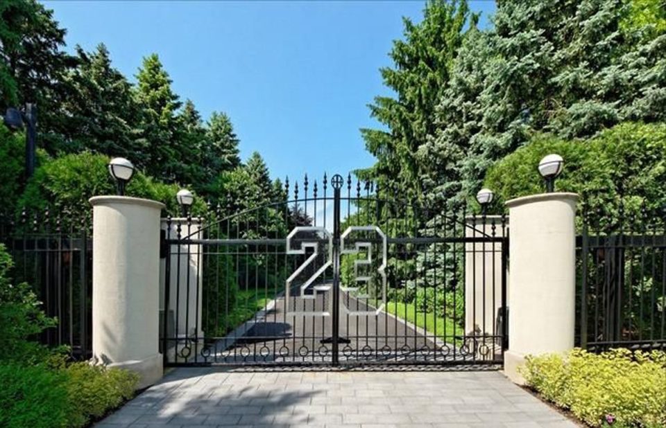  The gates of the Chicago Bull's legend's home are emblazoned with his shirt number 23.