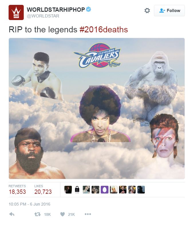  This massively popular meme compared the celebrated silverback to 'legends' like Prince and David Bowie