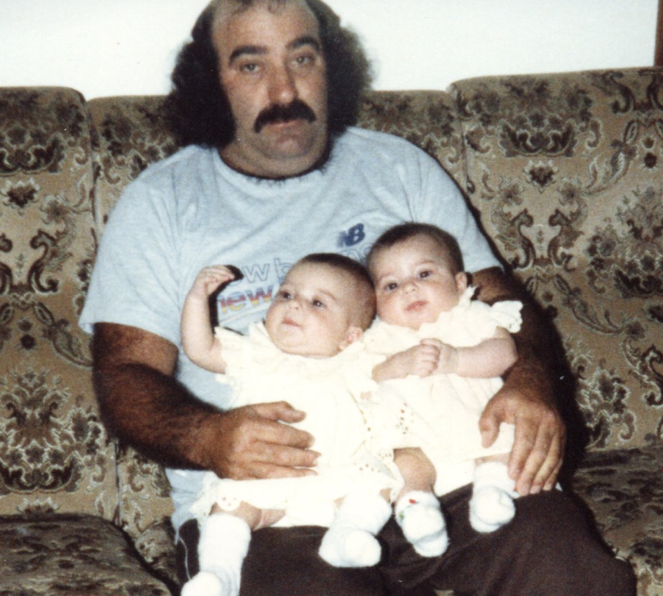  The twins as babies with their father Luigi, who died of cancer in 2009