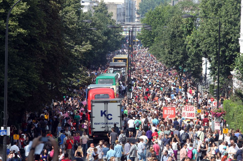  More than two million people will attend Notting Hill throughout this weekend