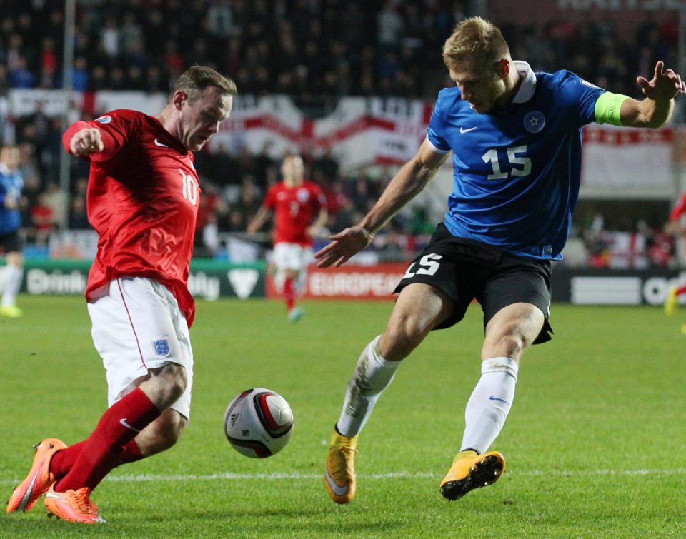  Estonia skipper Klavan challenges England and Man Utd striker Wayne Rooney