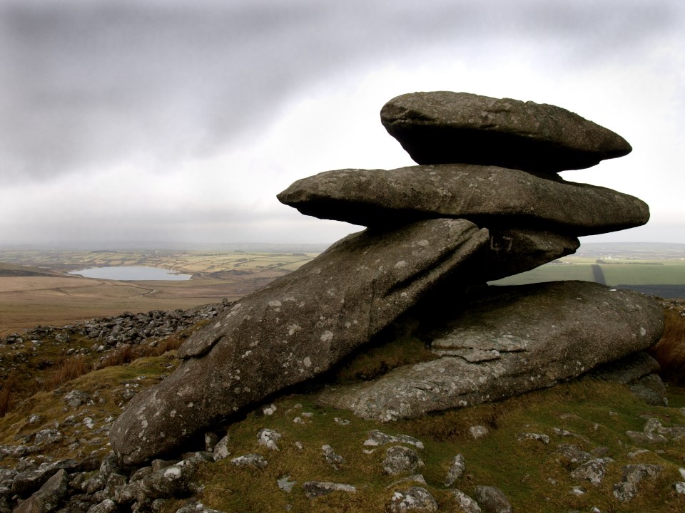  A view of rough Tor in Bodmin Moor in Cornwall - a rugged and bleak landscape popular with hikers that has held the mystery of the Beast of Bodmin for years