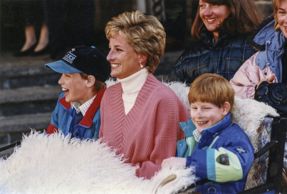 Princess Diana pictured with William and Harry in 1994