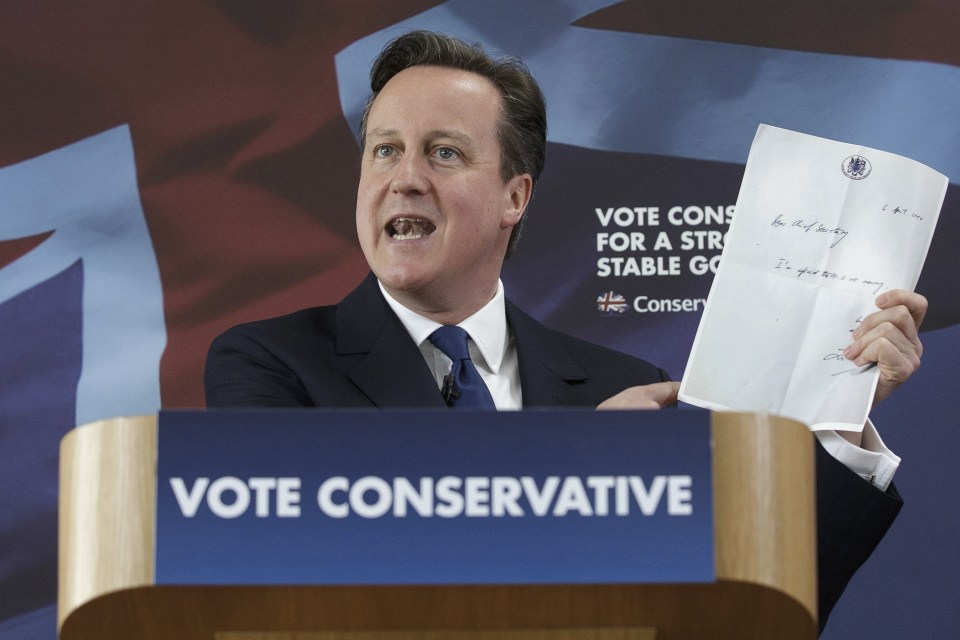 David Cameron brandished the letter ahead of last years General Election