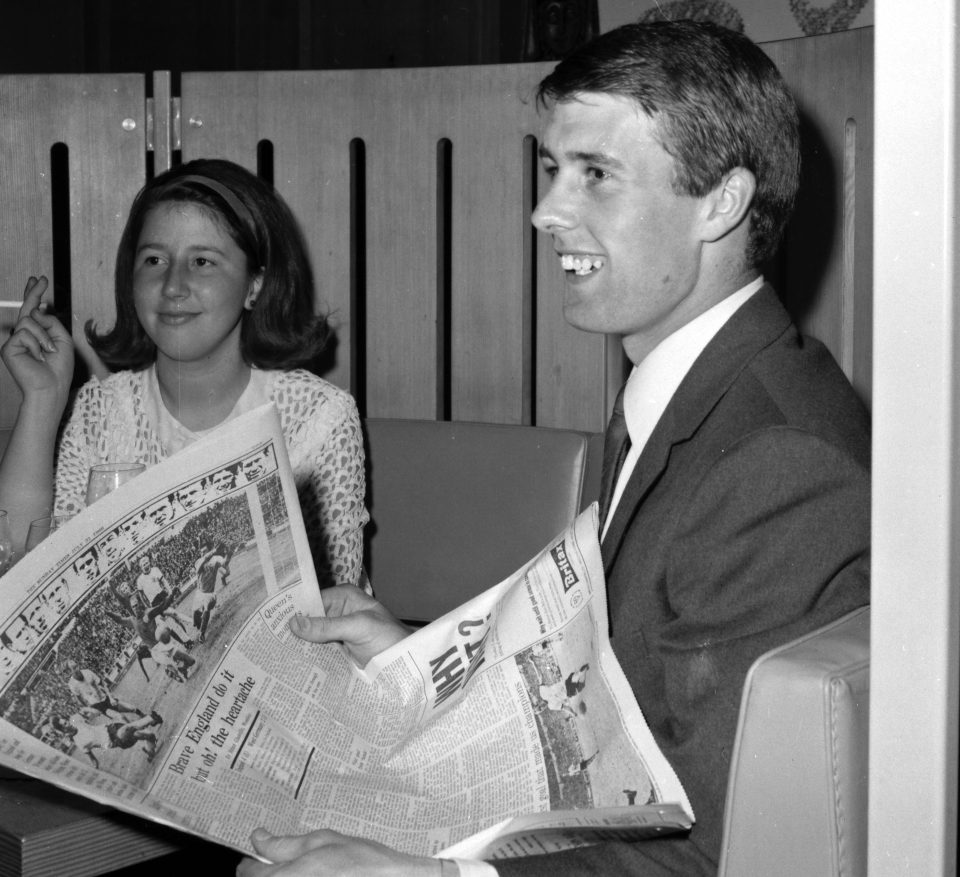 Hero Geoff and wife Judith with the papers following 1966 win