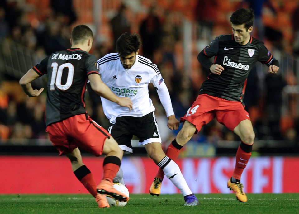  Andre Gomes in action for Valencia during a Spanish league game with Athletic