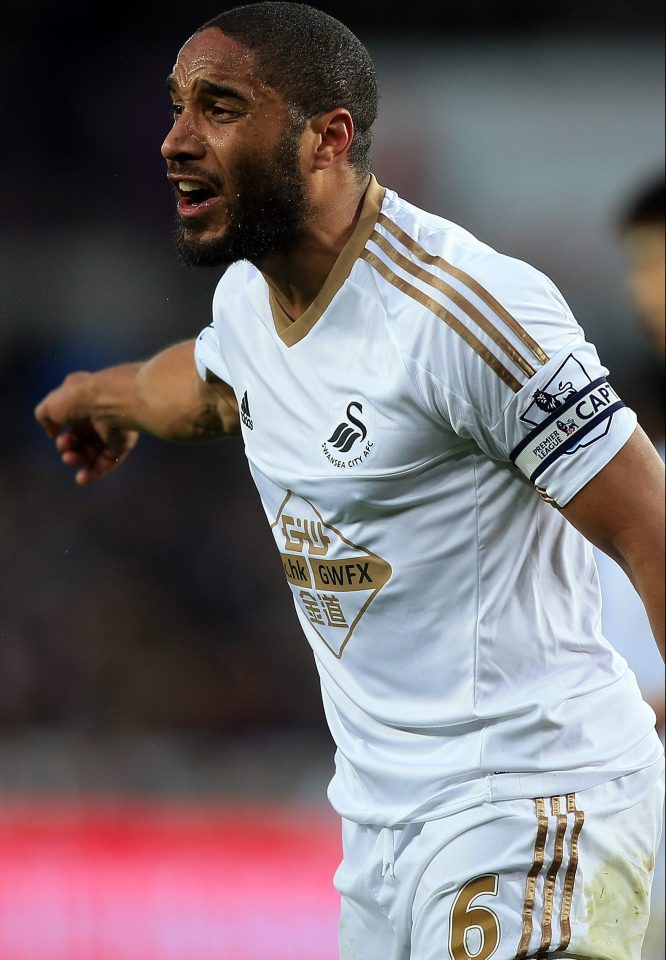 SWANSEA, WALES - MARCH 19: Ashley Williams of Swansea gives instructions during the Barclays Premier League match between Swansea City and Aston Villa at Liberty Stadium on March 19, 2016 in Swansea, Wales. (Photo by Ben Hoskins/Getty Images)