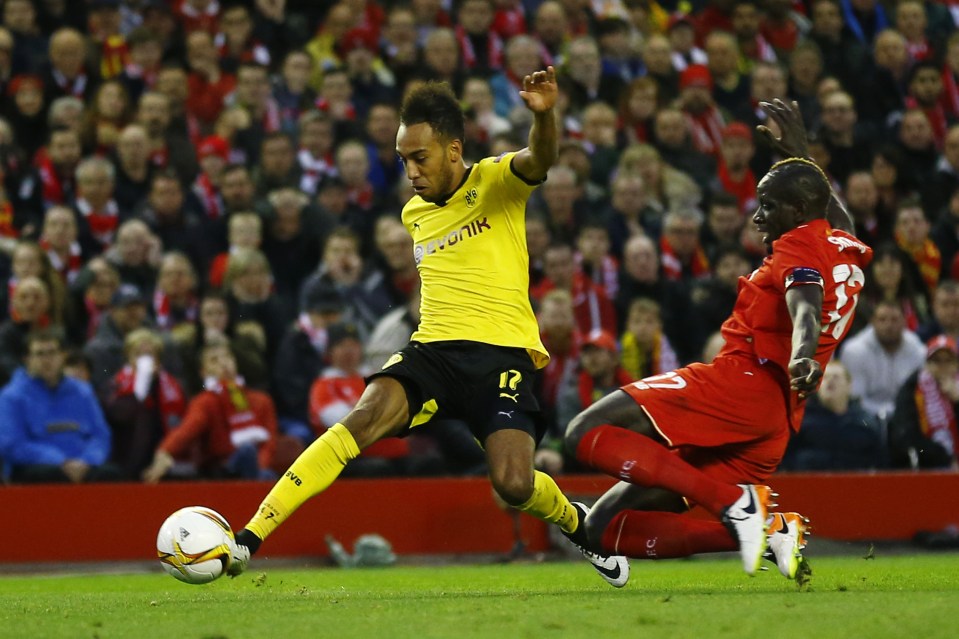  Pierre-Emerick Aubameyang was in England last year taking on Liverpool