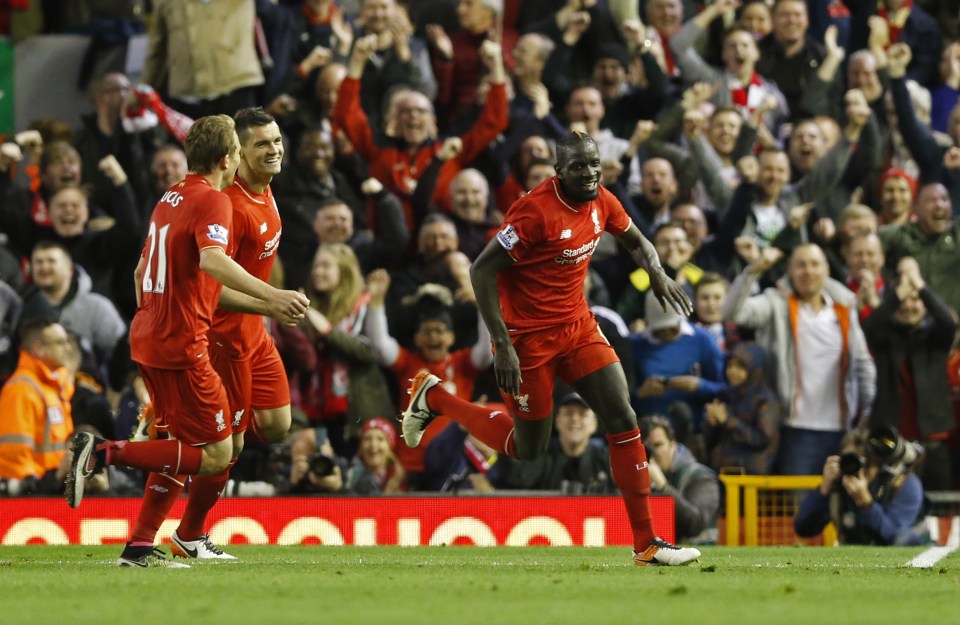 Sakho wheels away after scoring in a Merseyside derby last season