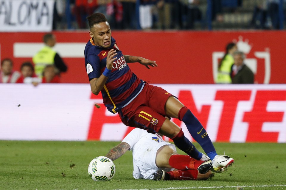  Ever Banega was red carded for this foul on Neymar in Copa del Rey final