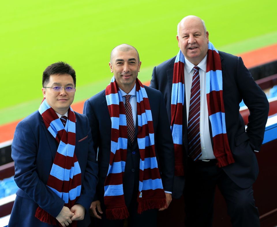 (From left to right) Aston Villa chairman Dr Tony Xia, manager Roberto Di Matteo and chief executive Keith Wyness after the press conference at Villa Park, Birmingham. PRESS ASSOCIATION Photo. Picture date: Wednesday June 15, 2016. See PA story SOCCER Villa. Photo credit should read: Tim Goode/PA Wire. RESTRICTIONS: EDITORIAL USE ONLY No use with unauthorised audio, video, data, fixture lists, club/league logos or "live" services. Online in-match use limited to 75 images, no video emulation. No use in betting, games or single club/league/player publications.